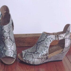 COPY - NIB. Sunburst II Taupe snake print Corkys wedge heel Size 8,9,10 And 11